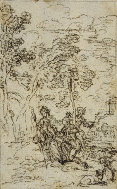 Studie k vinětě ve Fontenellově (attr.) "Les Amours de Mirtil", Canto III od Hubert Francois Gravelot