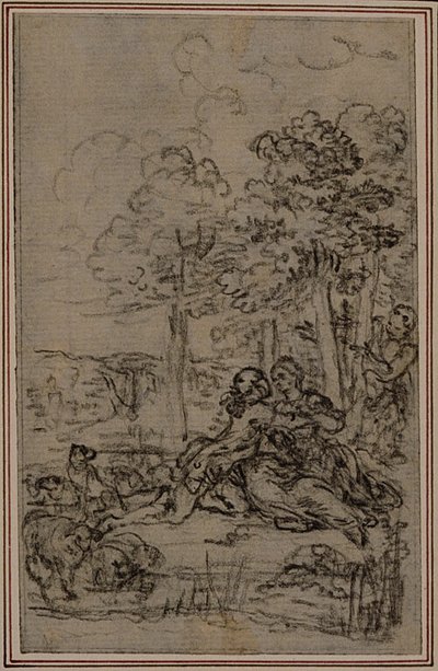 Studie k vinětě ve Fontenellově (attr.) "Les Amours de Mirtil", Canto IV od Hubert Francois Gravelot