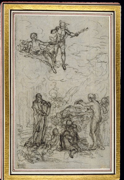 Studie k vinětě ve Fontenellově (attr.) "Les Amours de Mirtil", Canto VI od Hubert Francois Gravelot