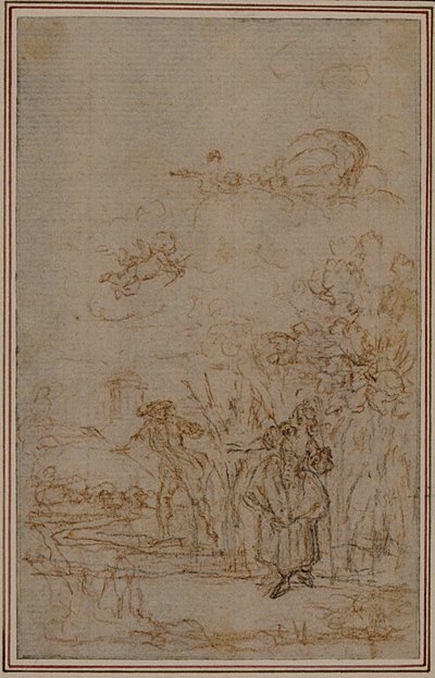 Studie k vinětě ve Fontenellově (attr.) "Les Amours de Mirtil", Canto V od Hubert Francois Gravelot