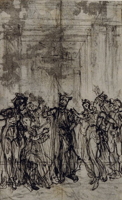Studie k vinětě v "Contes Moraux" Jeana Françoise Marmontela od Hubert Francois Gravelot