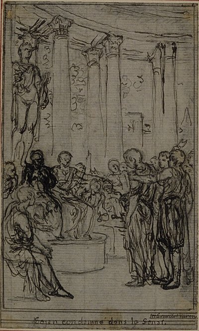 Studie k ilustraci v Tacitově díle "Tiberius aneb Šest prvních knih letopisů", kniha V, svazek 3, 1. studie od Hubert Francois Gravelot