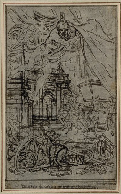 Studie k vinětě a titulnímu listu Lucretiova díla "O povaze věcí", kniha III od Hubert Francois Gravelot
