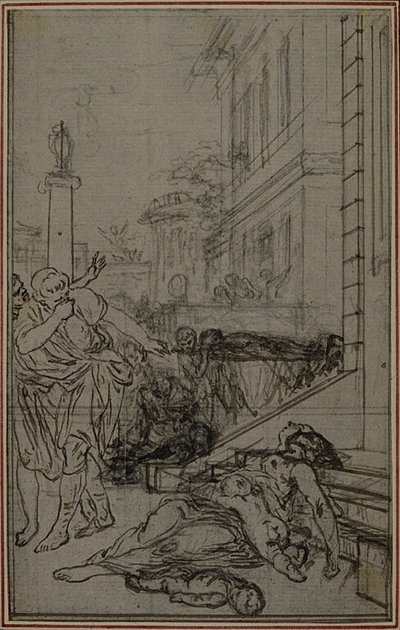 Studie k vinětě Lucretiova díla "O povaze věcí", svazek II, kniha VI od Hubert Francois Gravelot