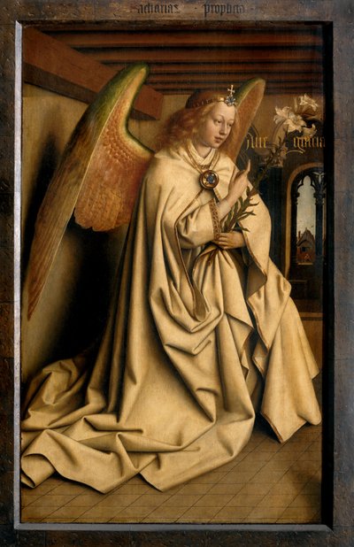 Angel Annunciate, z vnější strany levého křídla gentského oltáře od Hubert & Jan van (1390 1441) Eyck