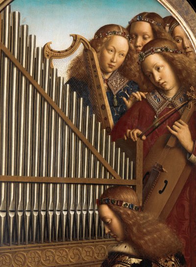 Andělští hudebníci se svatou Cecilií z Gentského oltáře od Hubert & Jan van (1390 1441) Eyck