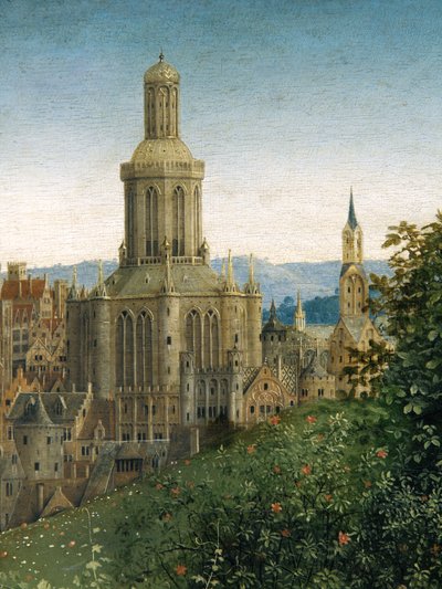 Detail z Klanění mystického beránka, z Gentského oltáře od Hubert & Jan van (1390 1441) Eyck