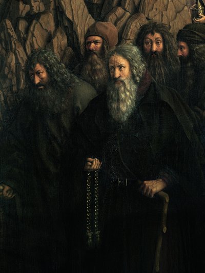 Detail der Eremiten, von der rechten Seite des Genter Altars von Hubert & Jan van (1390-1441) Eyck