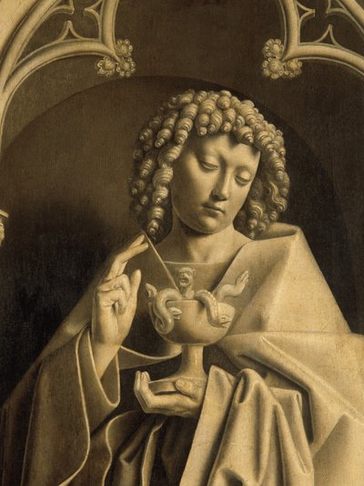 Johannes der Apostel, Detail vom Genter Altar, geschlossen (Detail) von Hubert & Jan van (1390-1441) Eyck