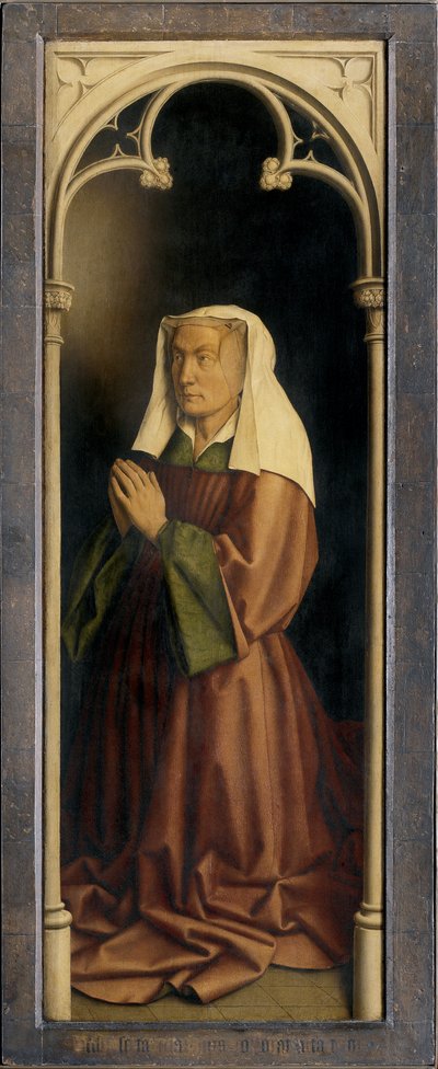 Lysbette Borluut, detail z Gentského oltáře, zavřeno (olej na panelu) od Hubert & Jan van (1390 1441) Eyck