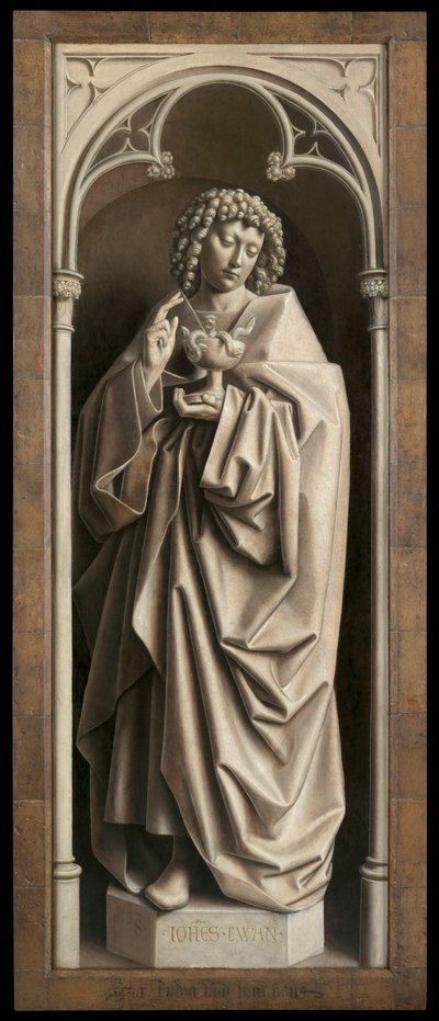 St. Johannes der Evangelist, von der Außenseite des rechten Flügels des Genter Altars von Hubert & Jan van (1390-1441) Eyck