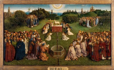 Klanění mystického beránka z Gentského oltáře, spodní polovina centrálního panelu od Hubert & Jan van (1390 1441) Eyck