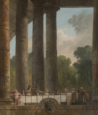 Banket v ruinách chrámu, 1795 od Hubert Robert