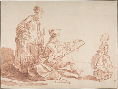 Umělec kreslící mladou dívku od Hubert Robert