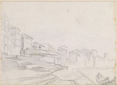 Budovy podél řeky [verso] od Hubert Robert