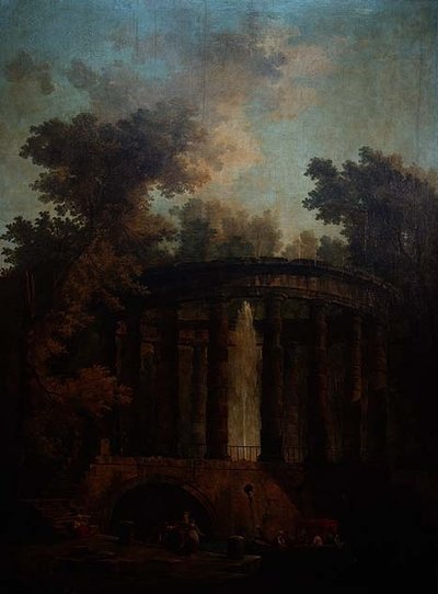 Capriccio fontány v kruhové kolonádě od Hubert Robert
