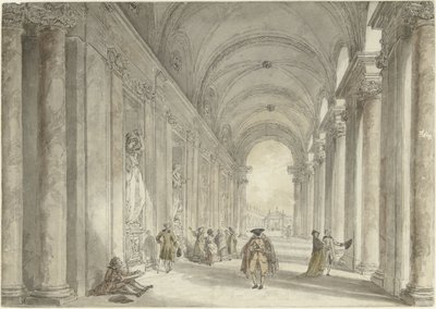 Kolonáda kasina Villa Albani v Římě Pohled na kolonádu před kasinem Villa Albani v Římě od Hubert Robert