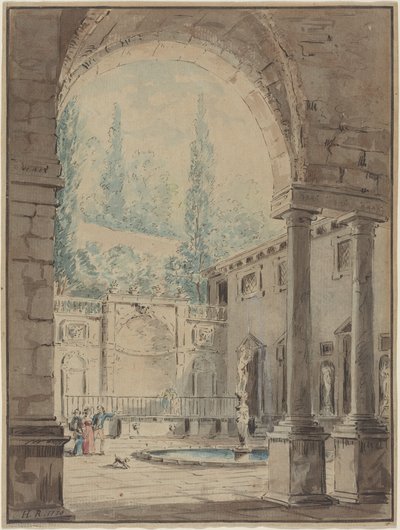 Nádvoří vily Pliniana od Hubert Robert