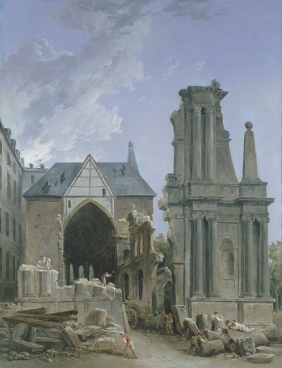 Feuillants-kirkon purku Rue Saint Honore -kadulla, n. 1804 (öljy kankaalle) od Hubert Robert