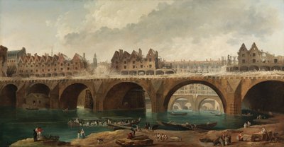 Demolice domů na mostě Notre-Dame v Paříži od Hubert Robert