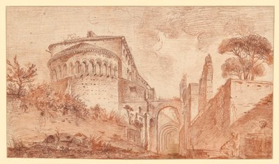 Kostel Santi Giovanni e Paolo v Římě, pohled z apsidy od Hubert Robert