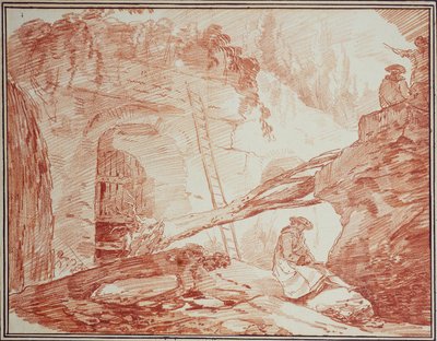 Kreslíř v ruinách Palatinu od Hubert Robert