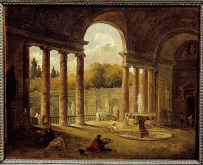 Fontána pod portikem. Obraz Huberta Roberta (1733-1808) od Hubert Robert