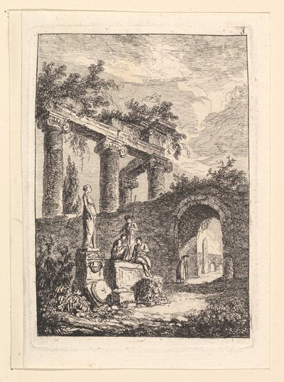 Socha před ruinami.n.d. od Hubert Robert