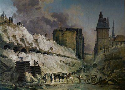Demolice domů na Pont au Change, Paříž (malba na plátně) od Hubert Robert
