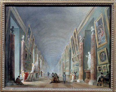 La grande galerie du Louvre mezi lety 1801 a 1805 Obraz Huberta Roberta (1733-1808) Sun. 0,37 x 0,46 Musee du Louvre, Paříž - Velký sál Louvru v letech 1801 až 1805. Obraz Huberta Roberta (1733-1808), 0,37 x 0,46. Muzeum Louvre v Paříži od Hubert Robert