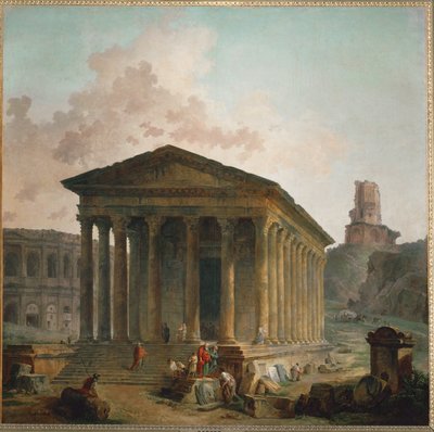 La maison carree a Nimes (olej na plátně) od Hubert Robert
