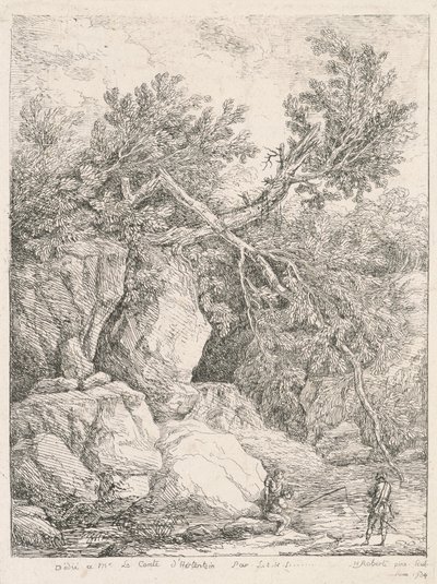 Krajina s padlým stromem od Hubert Robert
