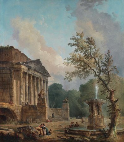 Krajina se zříceninou římského chrámu od Hubert Robert