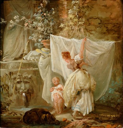 Prádelníčka a dítě od Hubert Robert