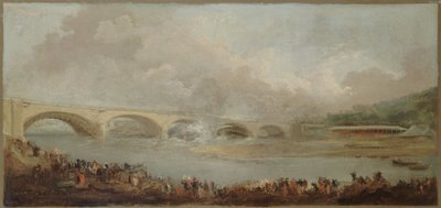 Le décintrement du pont de Neuilly, le 22 septembre 1772, mezi lety 1772 a 1775 (olej) od Hubert Robert