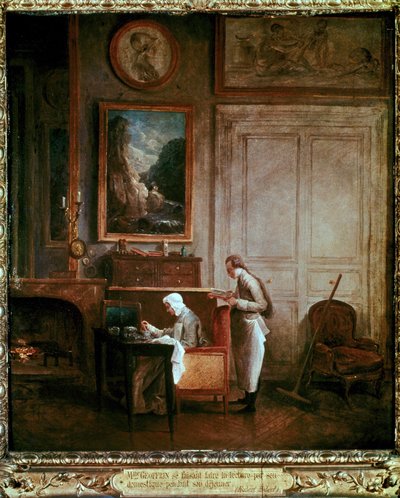 Paní Geoffrinová, které během oběda předčítá její sluha. od Hubert Robert
