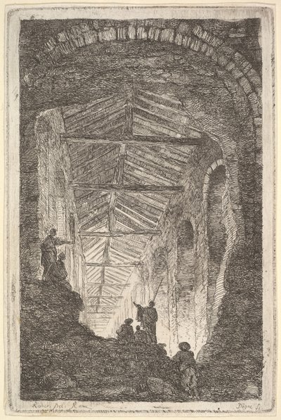Deska 10: The Ancient Gallery: velká krytá galerie, světlo vstupující ze zadní části..., ca. 1763-64. od Hubert Robert