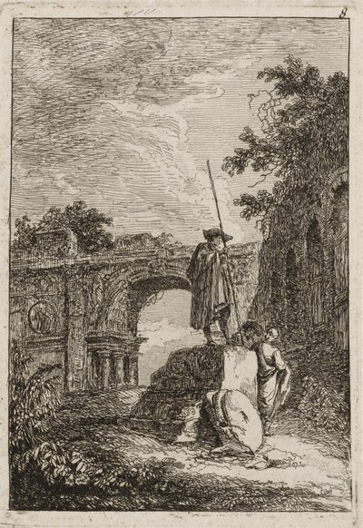 Osmá deska z večerů v Římě, 1763-64 od Hubert Robert
