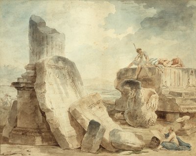 Ruiny s postavami od Hubert Robert