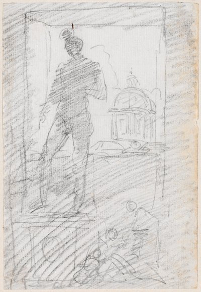 Socha aktu před oknem od Hubert Robert