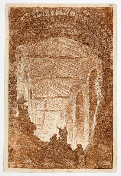 Antická galerie, desátý talíř z knihy Les Soirées de Rome od Hubert Robert