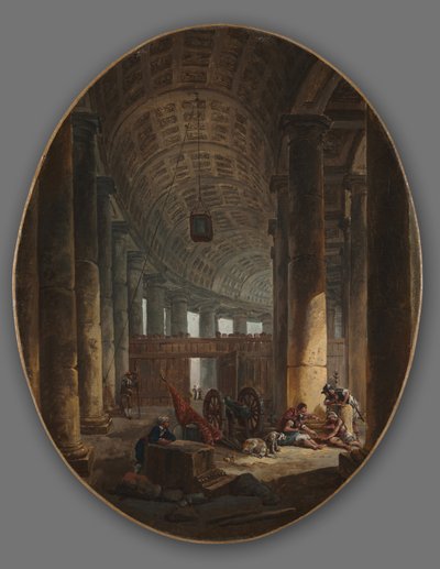 Kolonáda svatého Petra, Řím, během konkláve, c.1769 od Hubert Robert