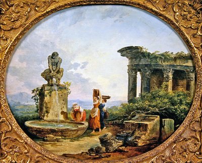 Fontána (olej na plátně) od Hubert Robert