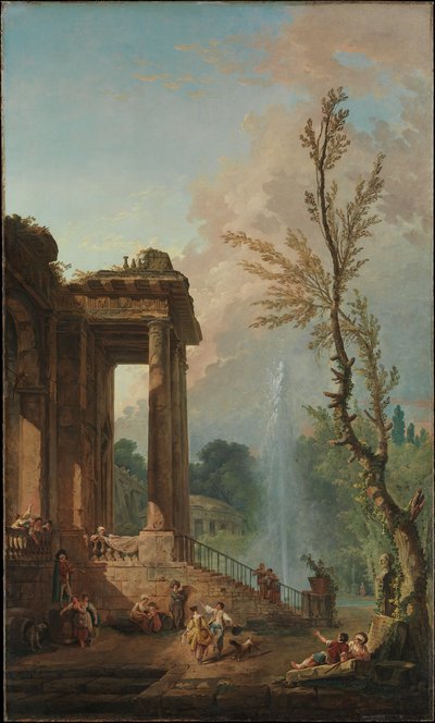 Portikus venkovského sídla od Hubert Robert