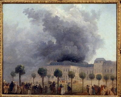 Pohled na požár opery ze zahrad Palais Royal dne 8. 6. 1781, obraz Huberta Roberta od Hubert Robert