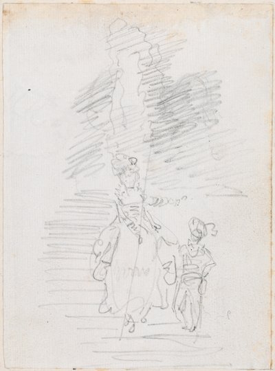 Woman and Smaller Male Figure on Grand Stairway [recto]   1222830   cs       czech Successfully Translated  Original: Fotoreproductie van een schilderij door Jusepe Ribera, voorstellend de droom van Jakob RIBERA.- Léchelle de Jacob. (au Musée du Prado). (t od Hubert Robert