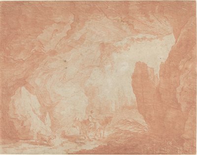 Mladá žena s osly na koni pod přírodním mostem od Hubert Robert