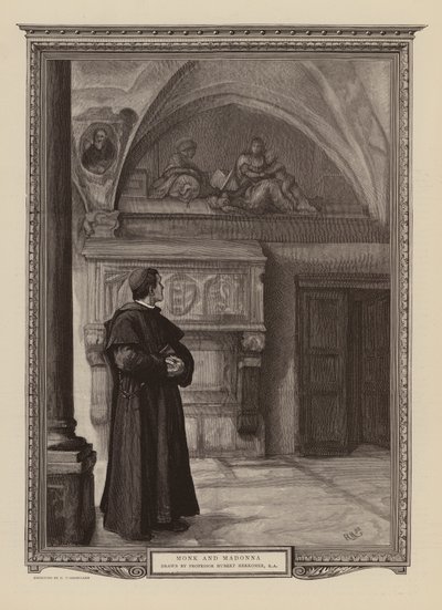 Mnich a Madona (rytina) od Hubert von (after) Herkomer