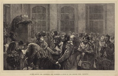 Služba Boží pro pastýře a pastevce, studie v Berners Hall, Islington od Hubert von Herkomer