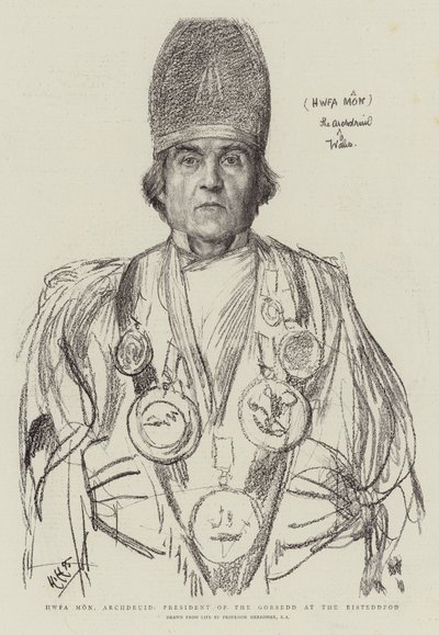 Hwfa Mon, arcidruid, předseda Gorseddu na Eisteddfodu od Hubert von Herkomer